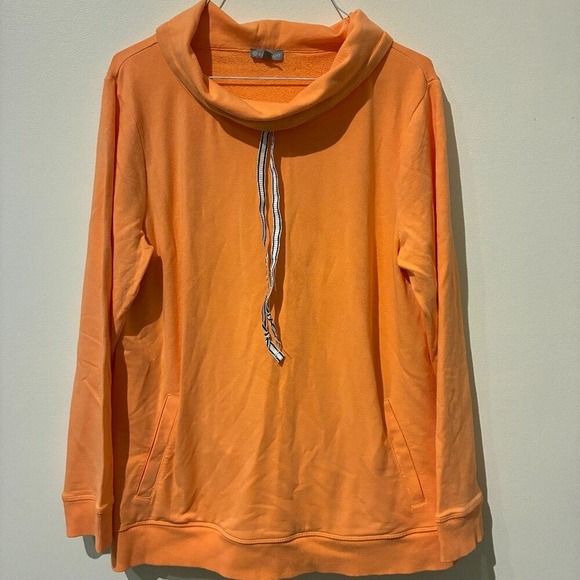 T by Talbots Orange Funnel Neck Sweatshirt Petite Large Pockets LP - Picture 2 of 6